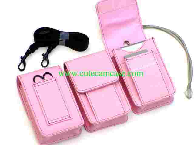 Slim Leather Carrying Case with Battery Pocket and Shoulder Strap