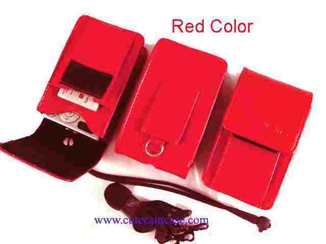 Slim Leather Carrying Case with Battery Pocket and Shoulder Strap