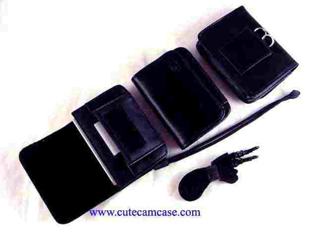 Slim Leather Carrying Case with Battery Pocket and Shoulder Strap